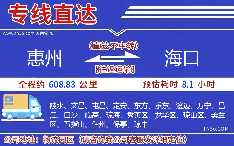 惠州到海口物流公司
