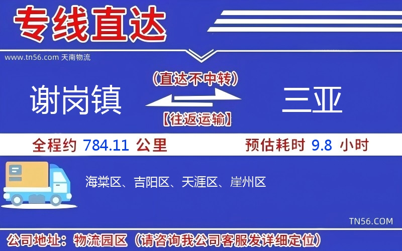 謝崗鎮到三亞物流公司