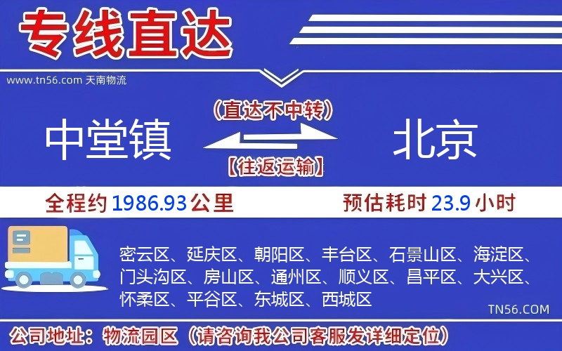 中堂鎮到北京物流公司