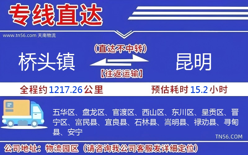 橋頭鎮到昆明物流公司