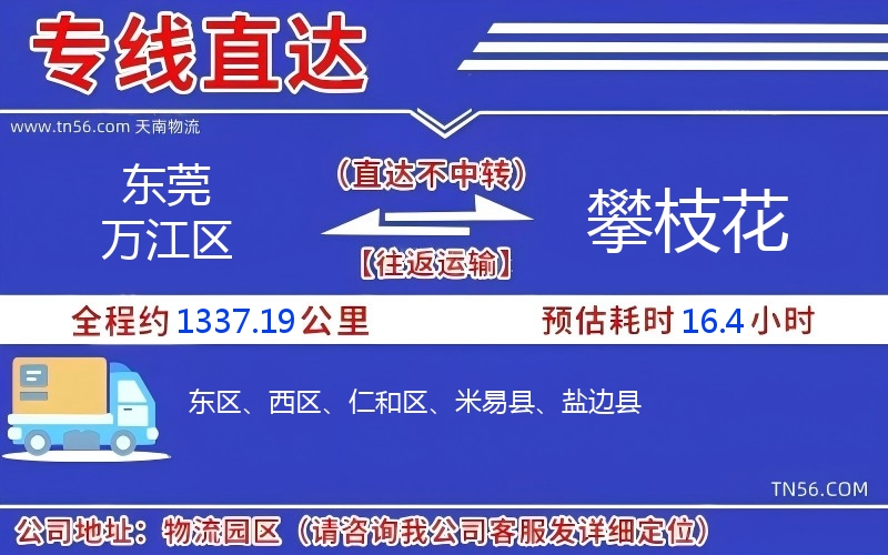 東莞萬江區到攀枝花物流公司